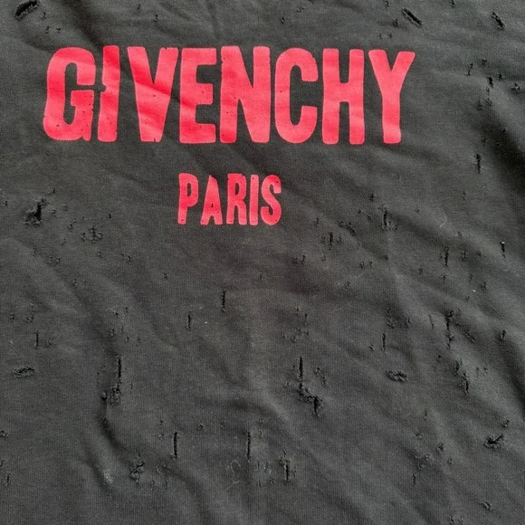 Givenchy Paris Distressed Black Crewneck Sweatshirt Size S - Picture 8 of 12
